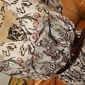 Vintage Floral Print Dress w/Front Slit